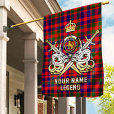 Custom Name Clan Gow Modern Tartan Garden Flag with Clan Crest and the Golden Sword of Courageous Legacy AE35